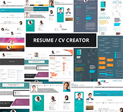 个人简历设计元素模板大合集：Resume CV Creator kit